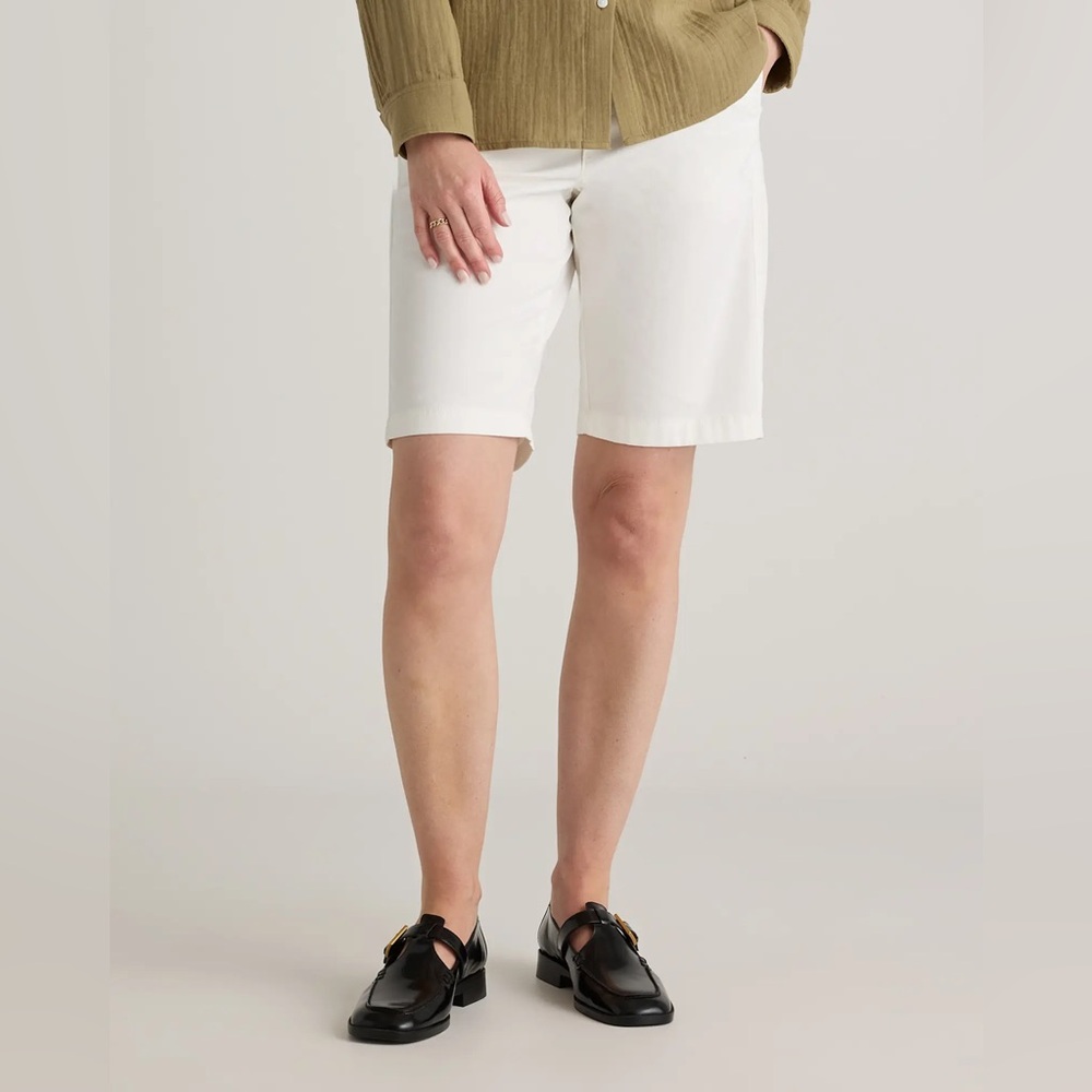 NWT QUINCE Organic Stretch Cotton Chino Bermuda Shorts Ivory Women’s Sz 6 6564